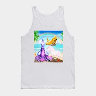 Two Magical Worlds in One. Unicorn and Mermaid Tank Top